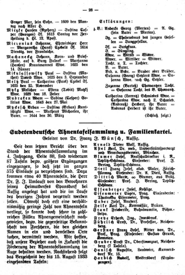 Sudetendeutsche Ahnentafelsammlung und Familienkartei - 1