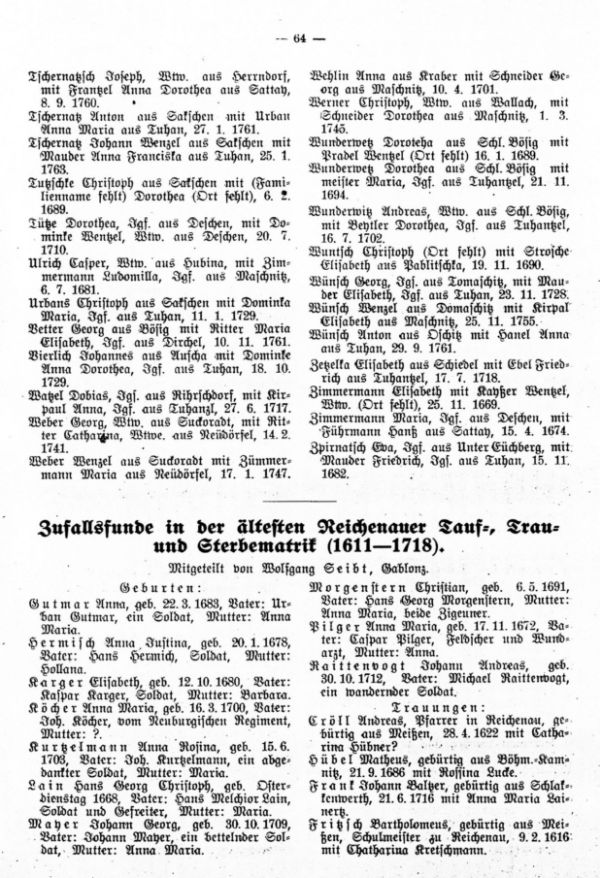Zufallsfunde in der ältesten Reichenauer Tauf-, Trau- und Sterbematrik (1611-1718) - 1